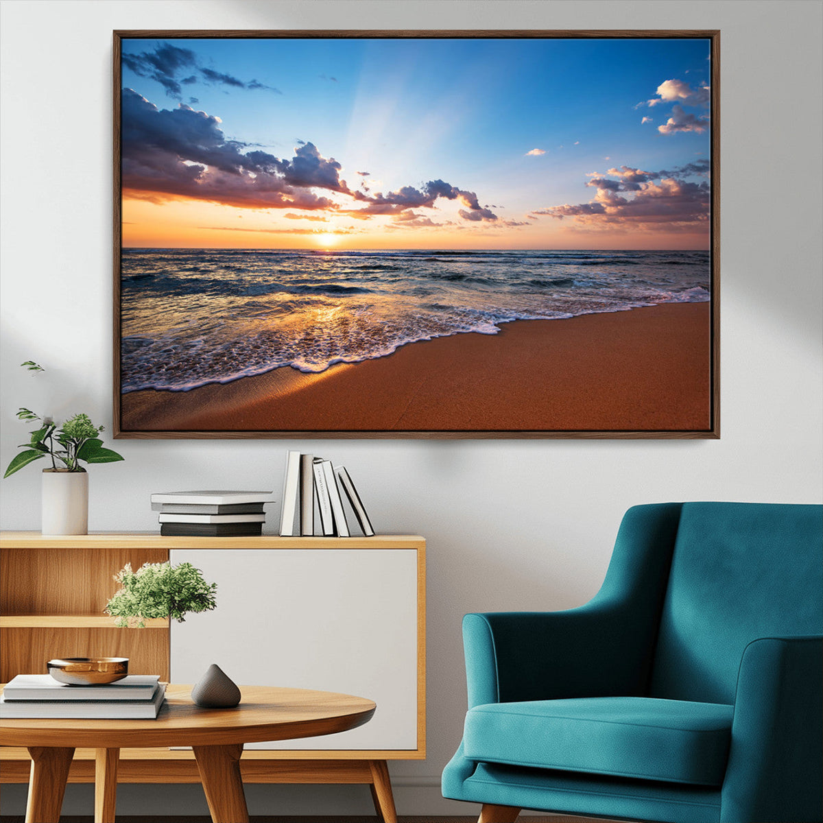 Golden Hour Beach Sunset Wall Art | Canvas Print | Ready to