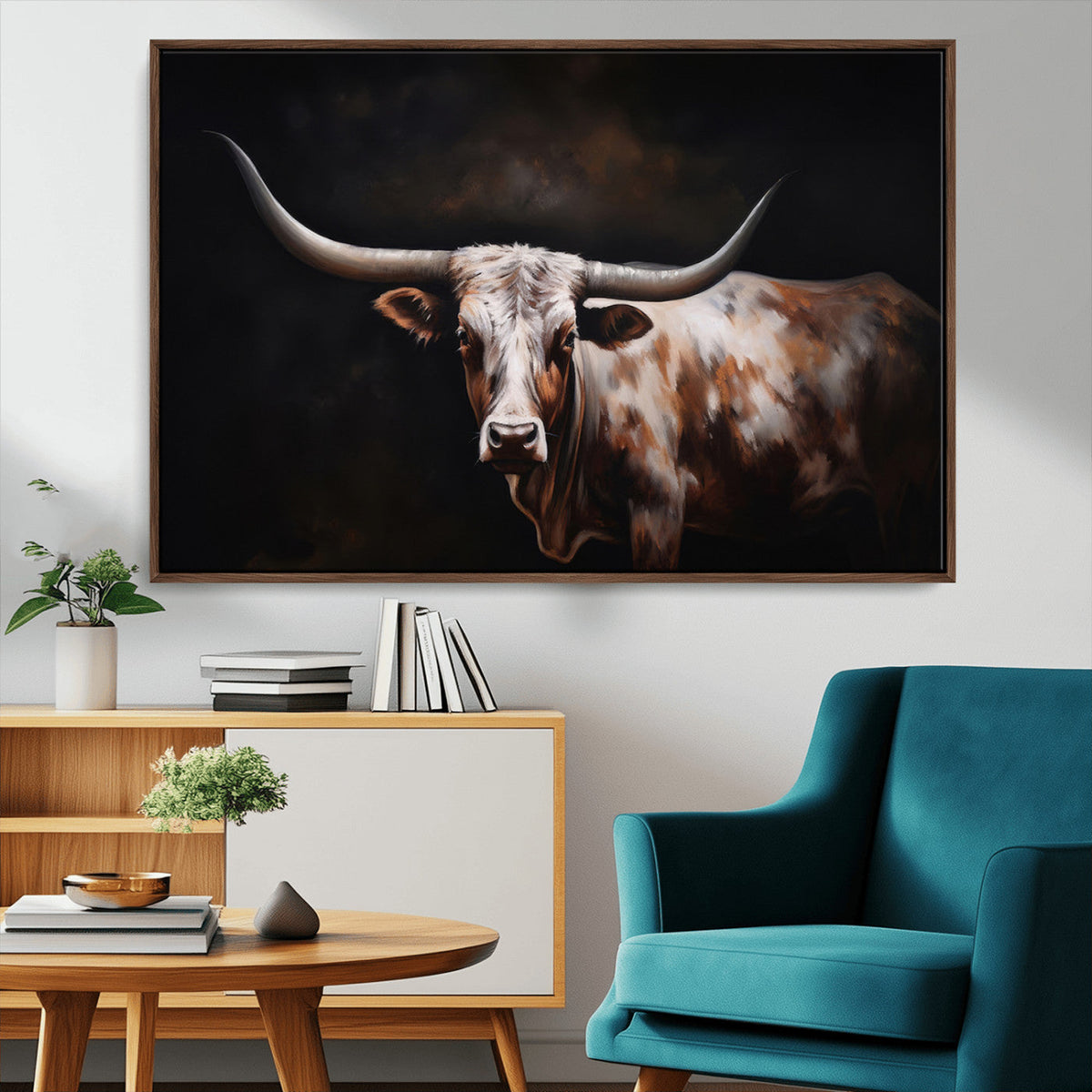 Texas Longhorn Wall Art Canvas Print | Western Ranch Decor |