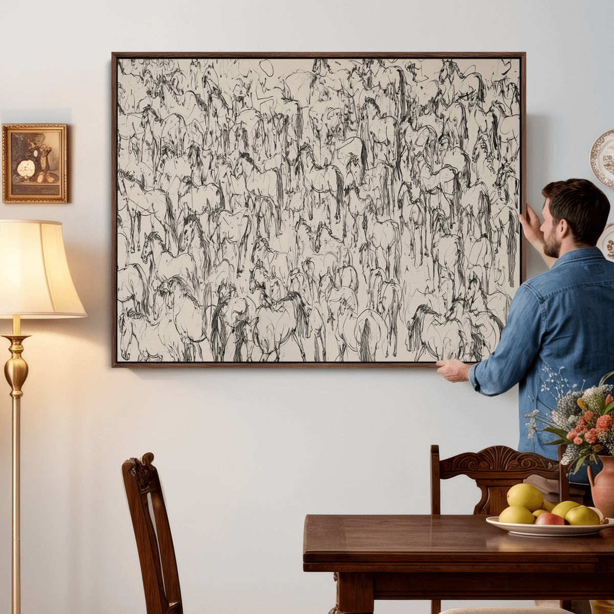 Abstract Horse Sketch Wall Art | Ready to Hang and Framed |