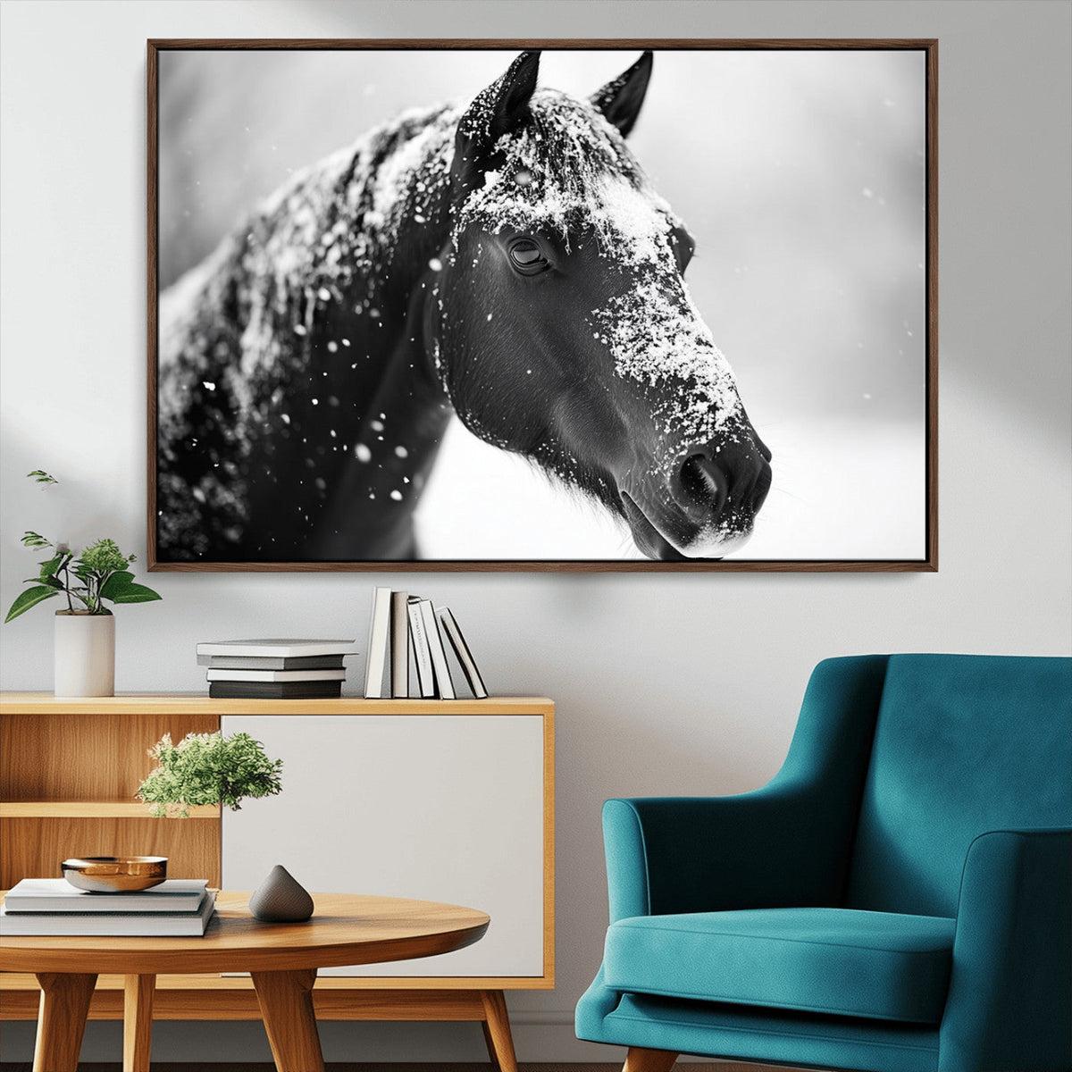 Horse Canvas Print - Winter Horse Snow Wall Art Canvas Print