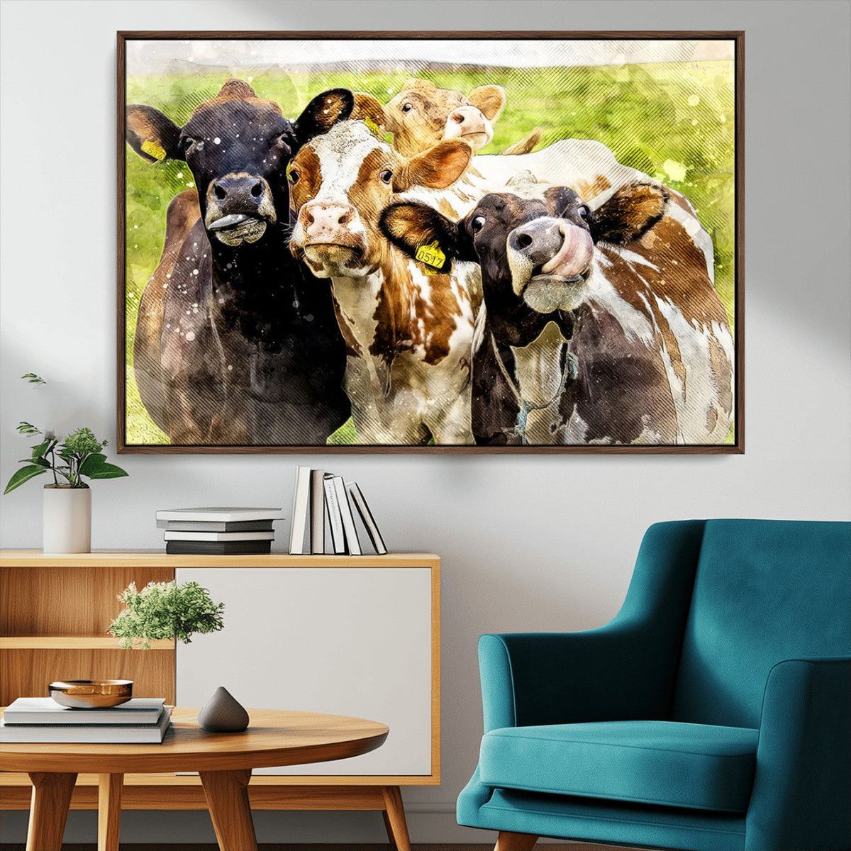 Curious Cows Farmhouse Wall Art | Ready to Hang and Framed