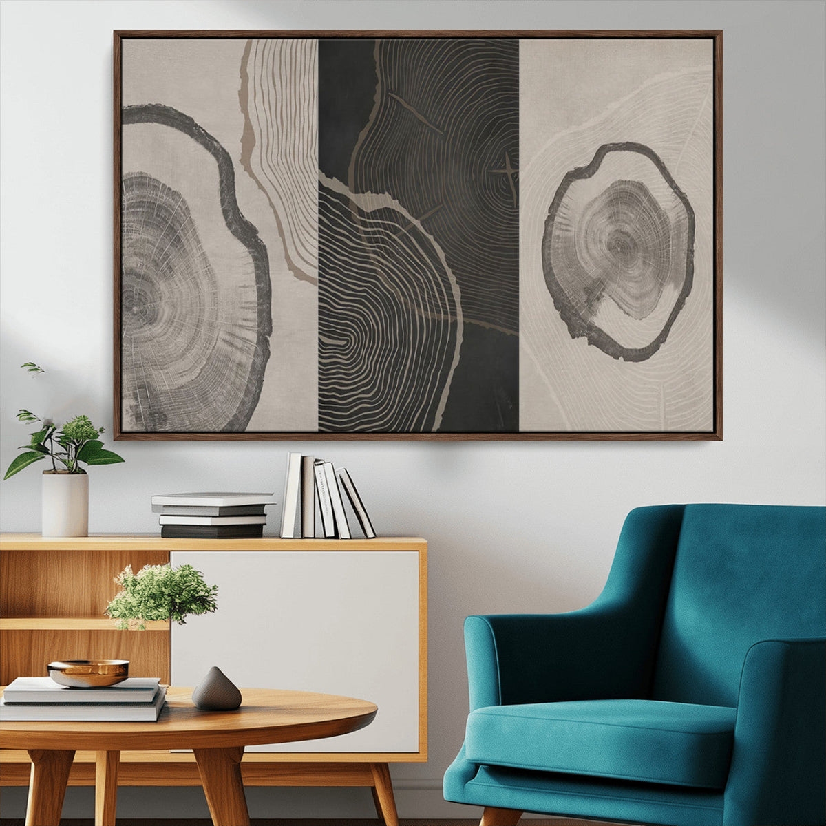 Minimalist Tree Rings Wall Art | Modern Abstract Canvas