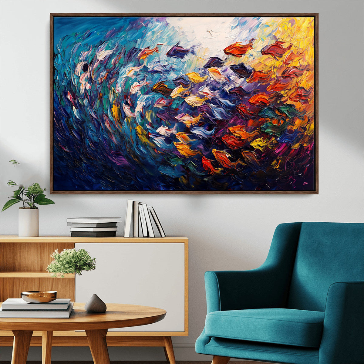 Vibrant Abstract Fish Swarm Art – Colorful Fish Inspired