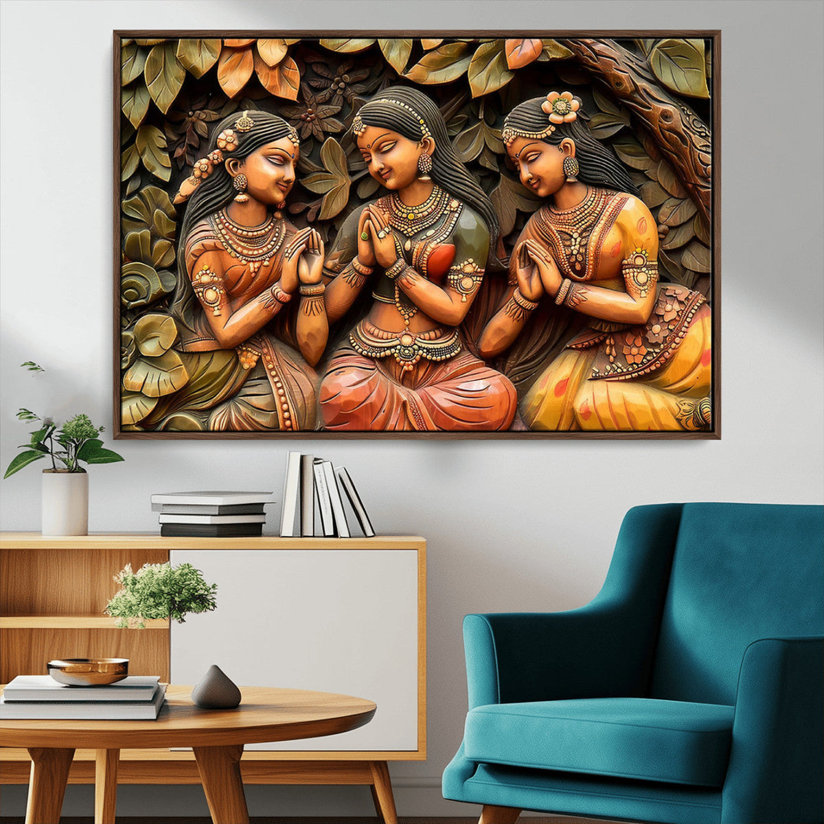 Indian Woman Statue Wall Art Canvas Print