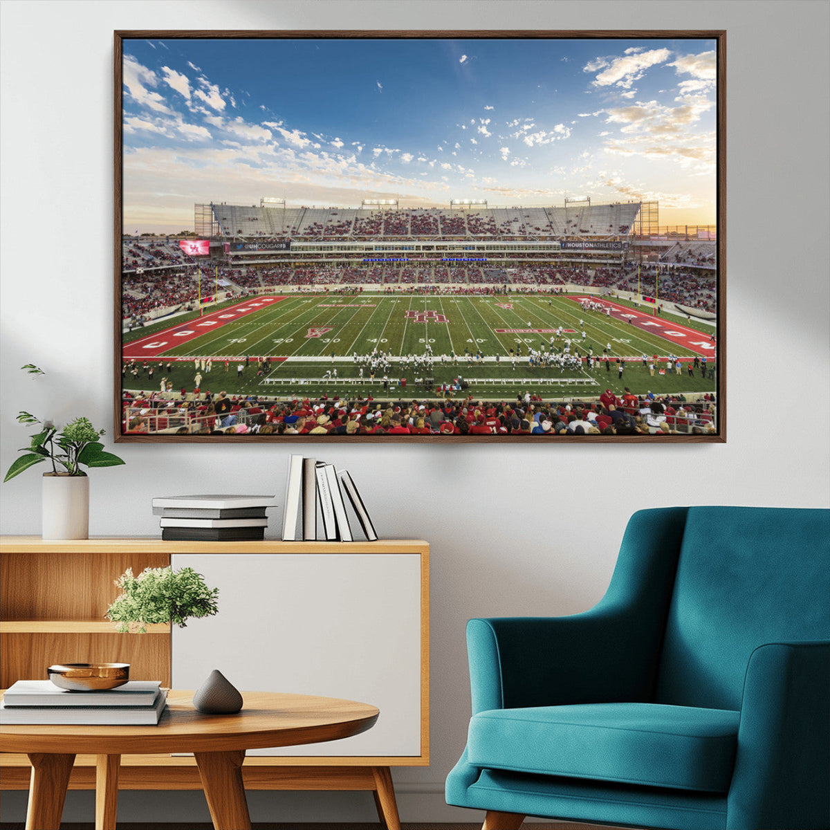 Framed Houston Cougars Football Team Print - Houston TDECU