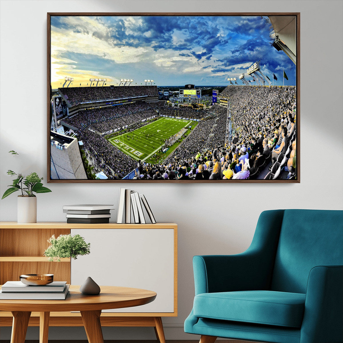 Framed USF Bulls Football Team Print - Tampa Raymond James