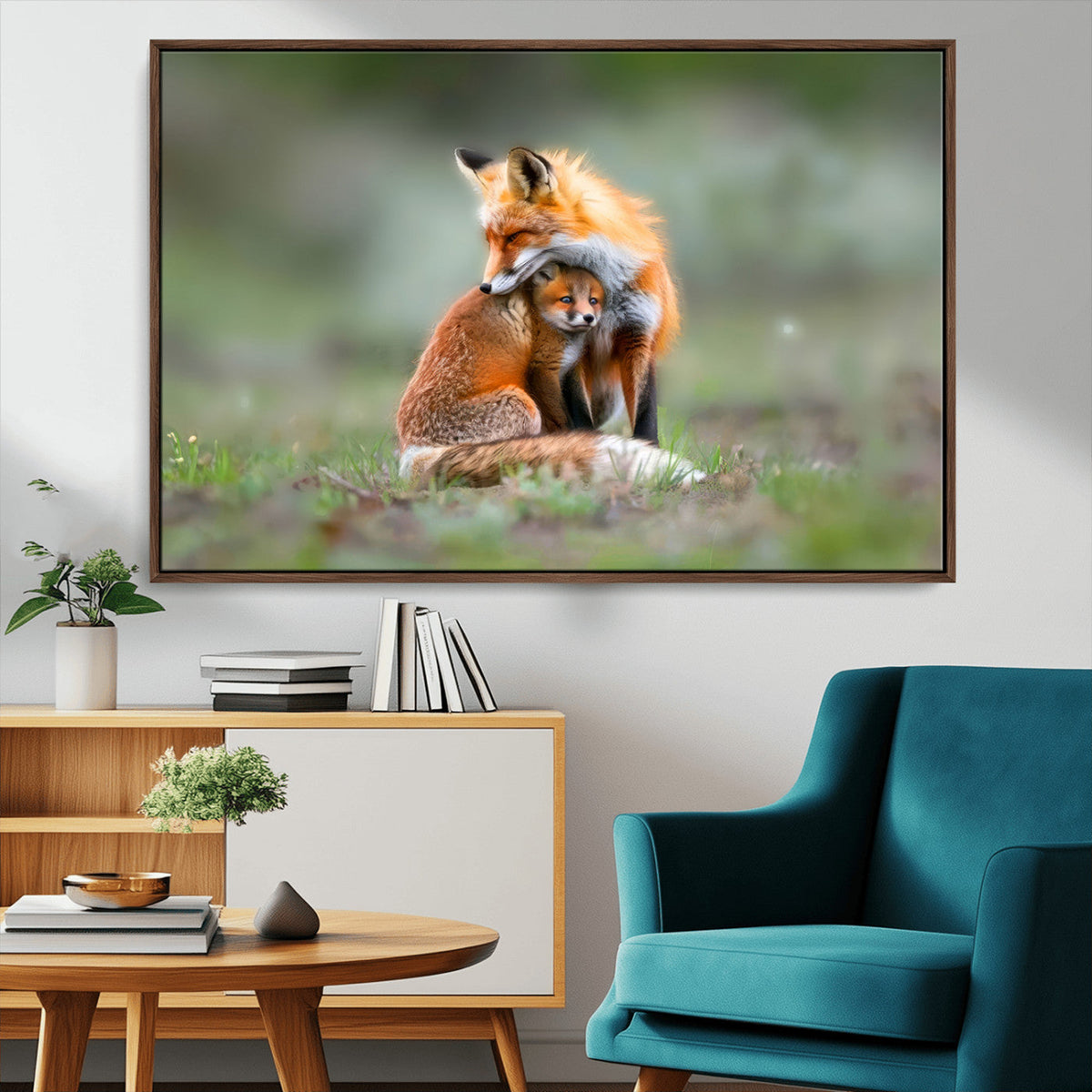 Heartwarming Fox and Baby Cub Wall Art | Ready to Hang