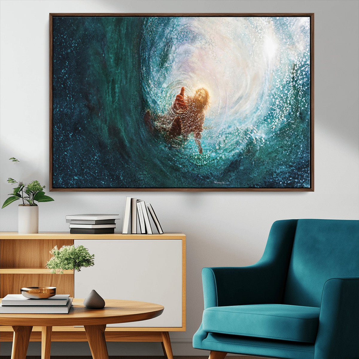 Powerful Jesus Canvas Print - Hand of Salvation,