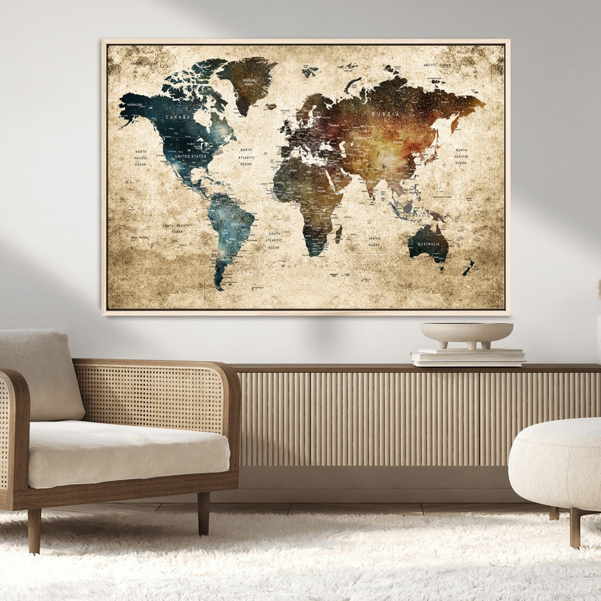 World Map Canvas Print – Detailed Map of the World Wall Art
