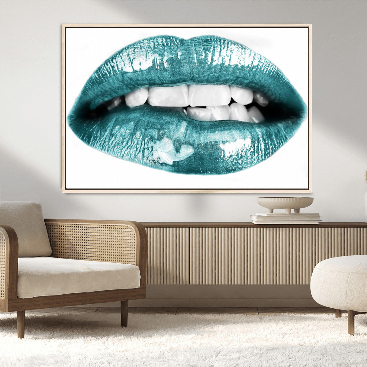 Blue Lips Wall Art Canvas Print