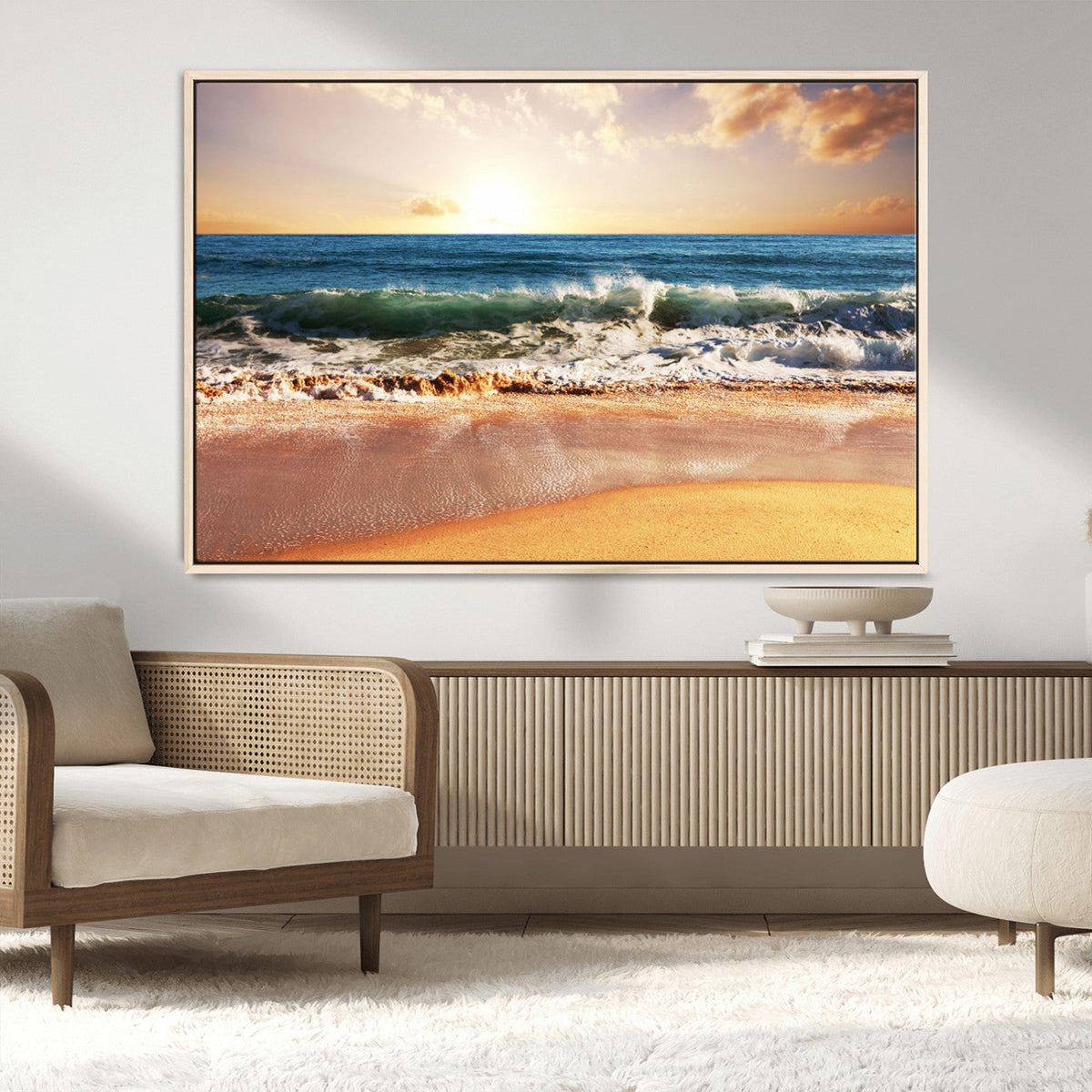 Serene Beach Path Canvas Art, Giclee Canvas Print with