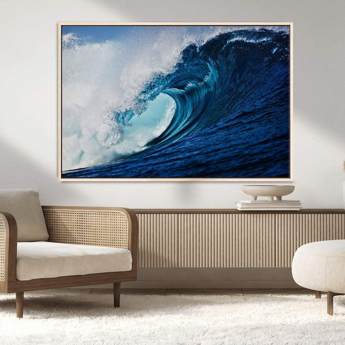 Ocean Wave at Sunset Canvas Art, Large Wall Print of Vibrant