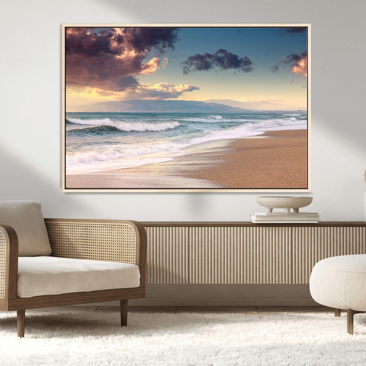 Cloudy Weather Beach Sunset Canvas Print | Sunrise Wall Art