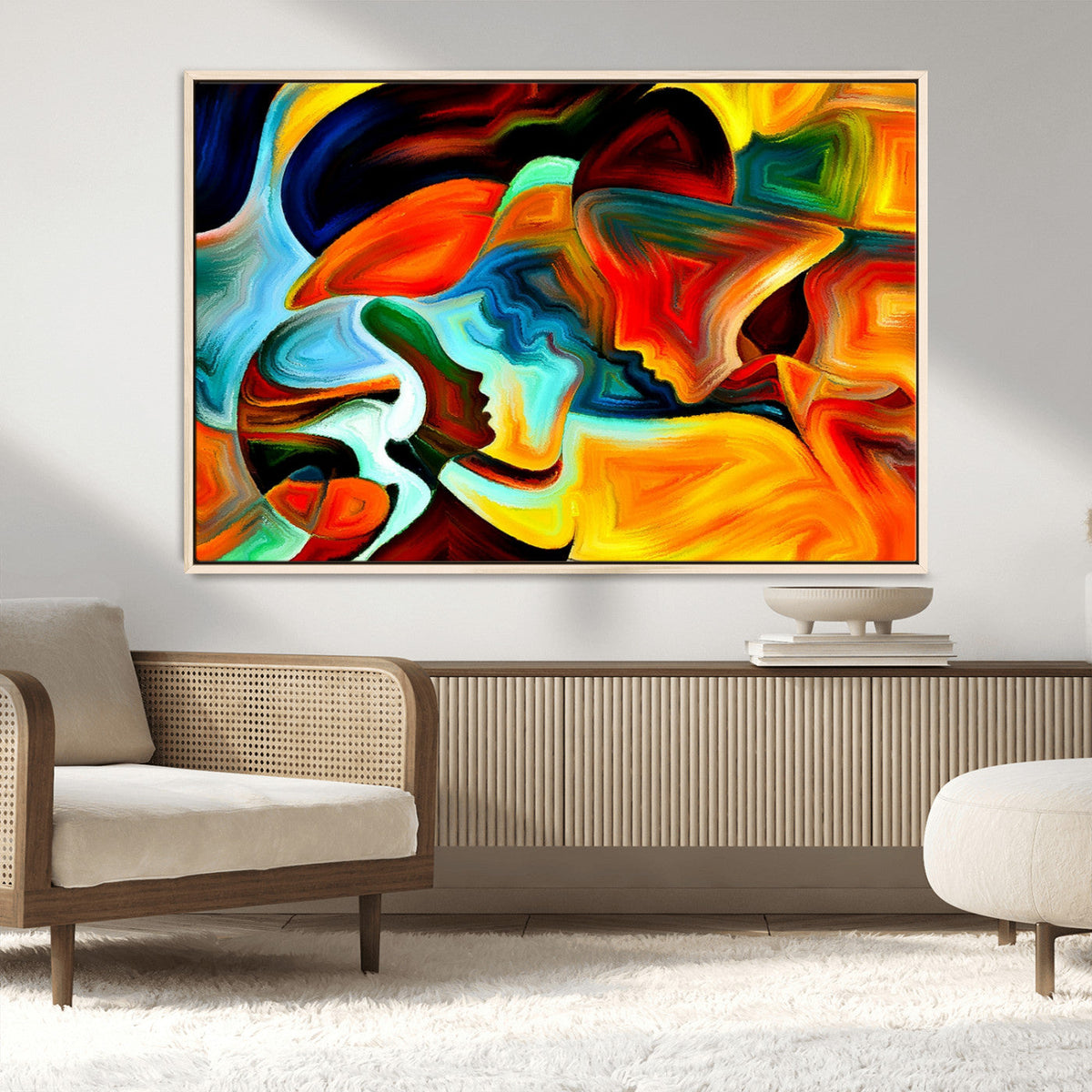 Human Love Figures Abstract Wall Art Canvas Print