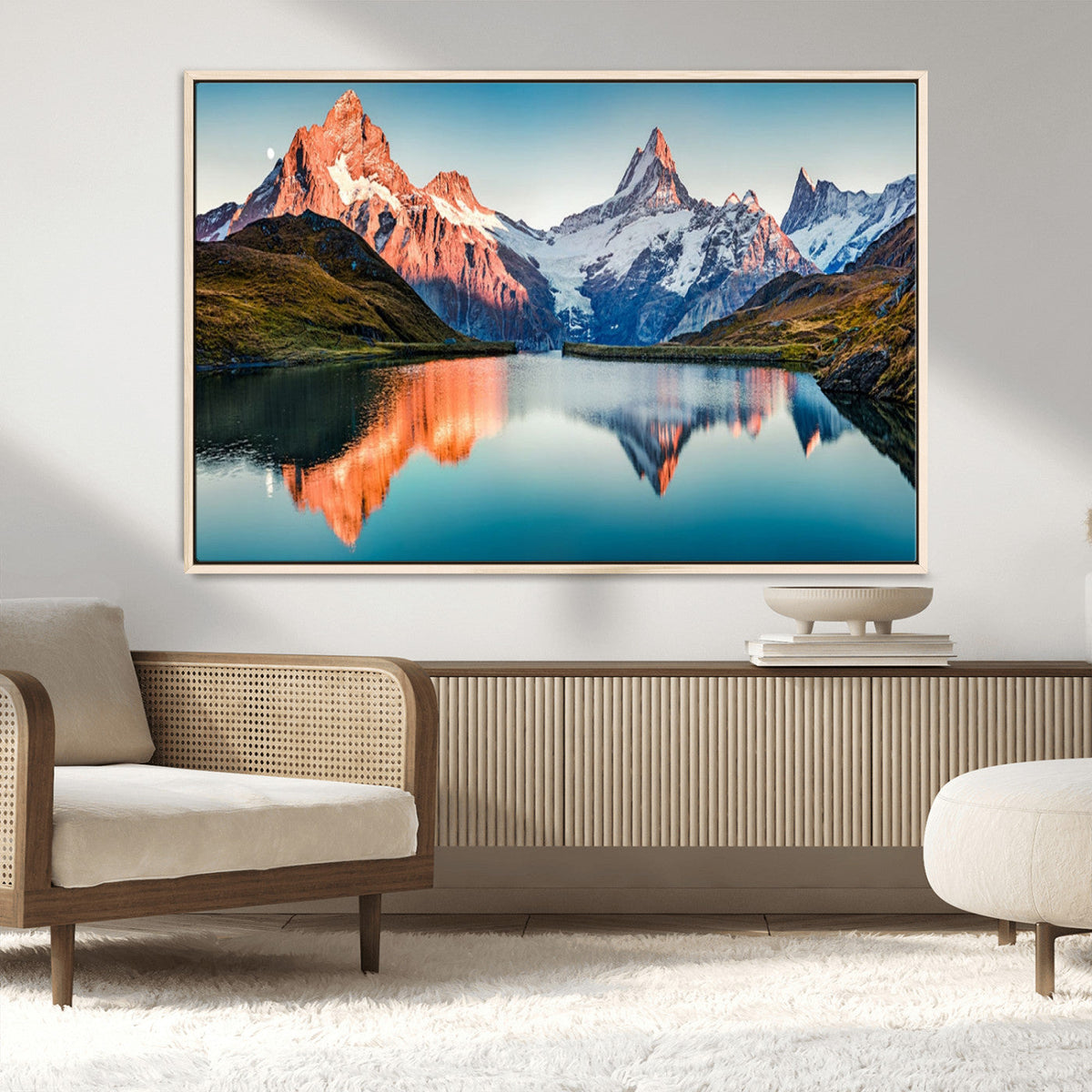 Landscape Mountain and Lake View Wall Art Canvas Print