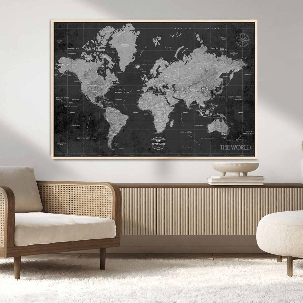 World Map Canvas Print – Detailed Map of the World Wall Art