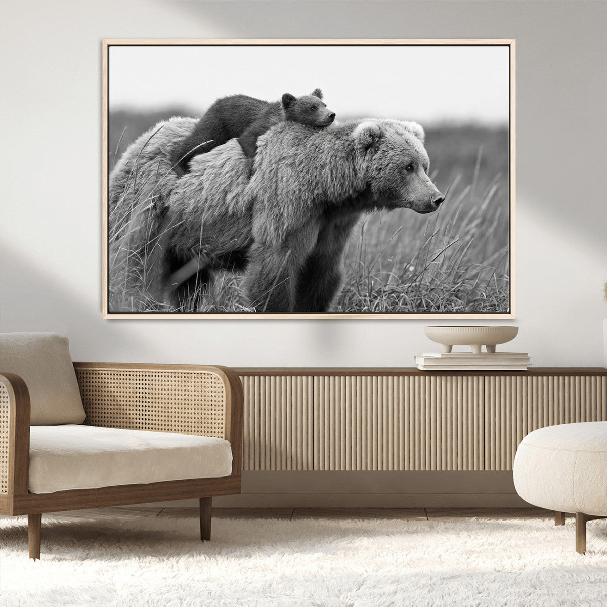 Bear and Cub Wall Art Canvas | 399 Bear Cub