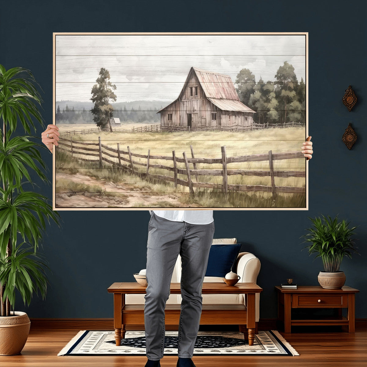 Rustic Farmhouse Barn Wall Art | 3-Panel Framed Gallery Wrap