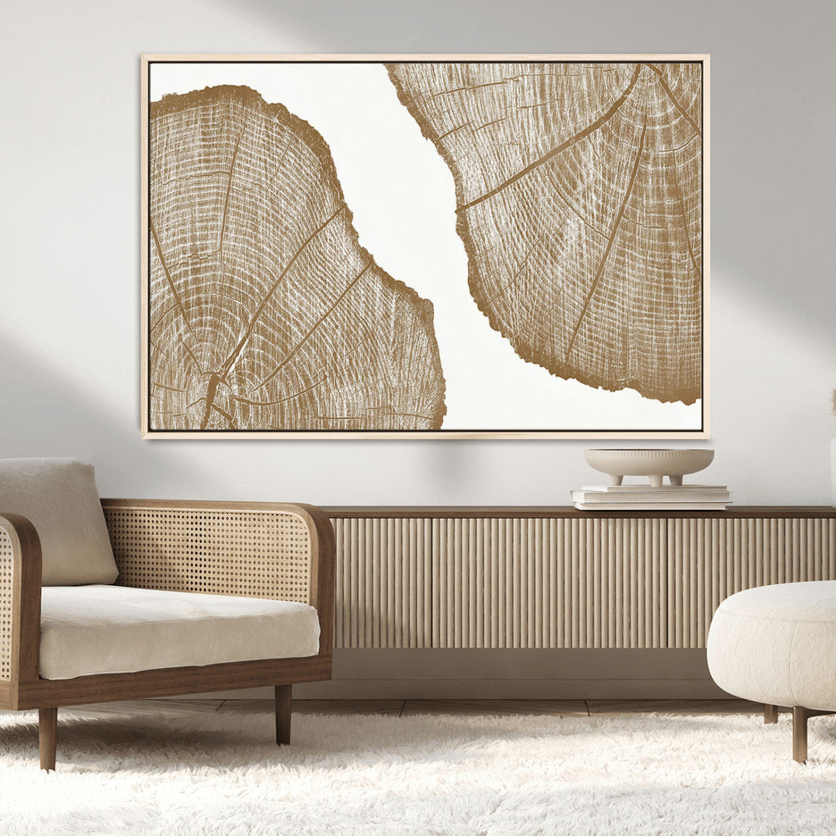 Rustic Brown Tree Ring Wall Art Canvas Print – Framed and