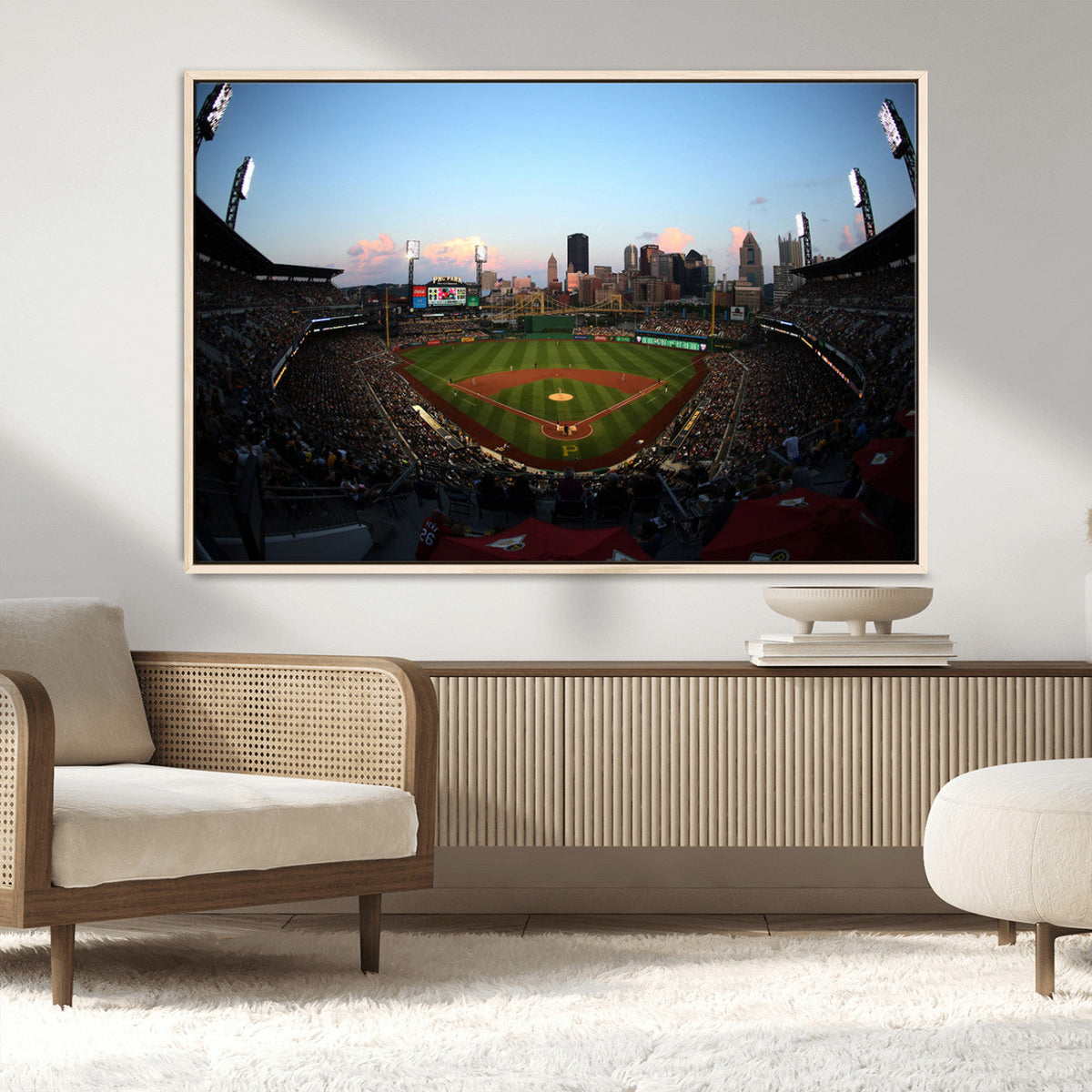 PNC Park Evening Game Triple Canvas Wall Art - Pittsburgh