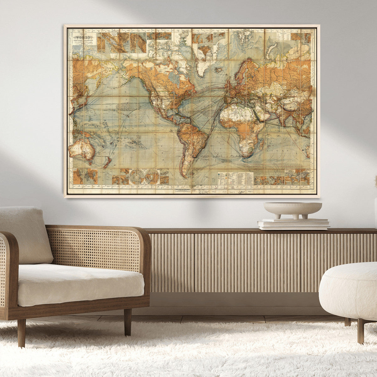 Push Pin World Map Canvas Print – Travel Tracker Wall Art