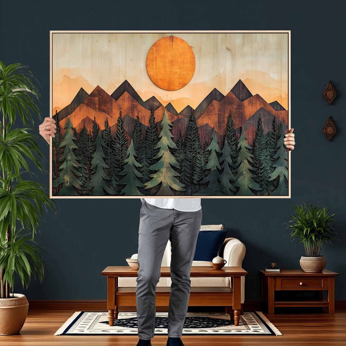 Sunset Mountain Landscape Canvas Wall Art Print - Nature