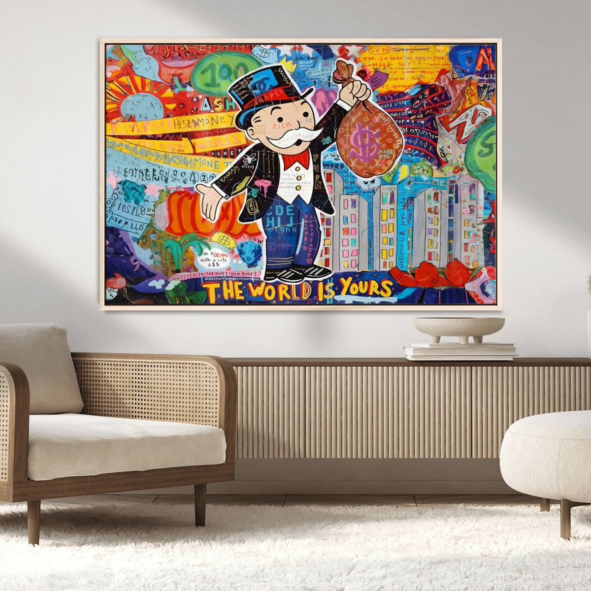 Pop Art Monopoly Man Canvas Wall Art Print - Bold and