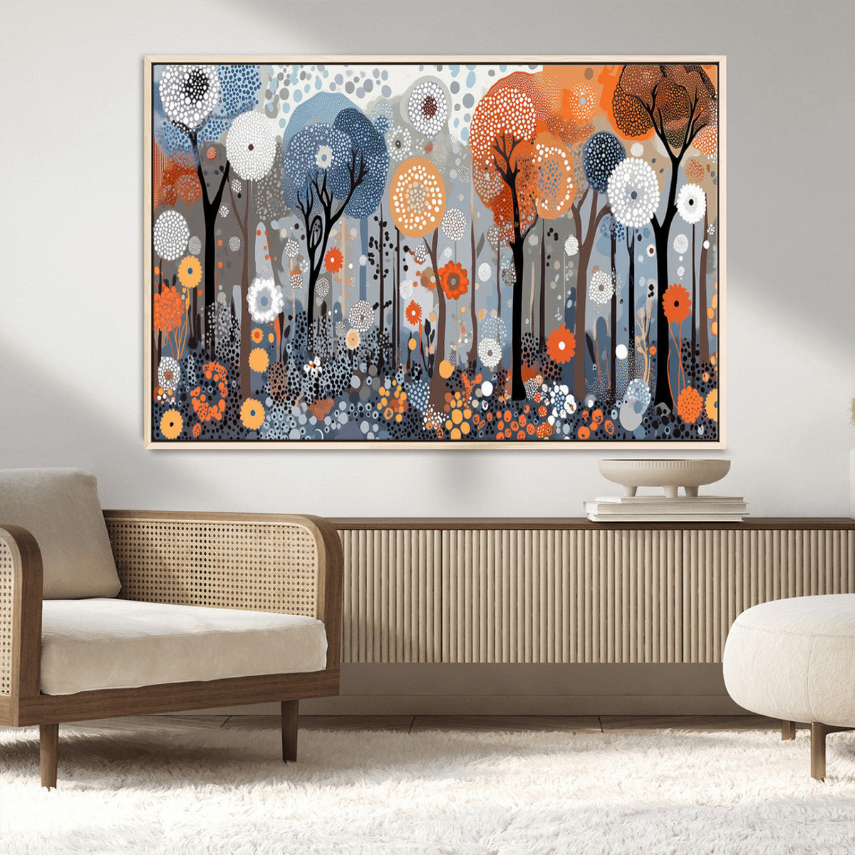 Abstract Winter Landscape Canvas Wall Art Print - Large
