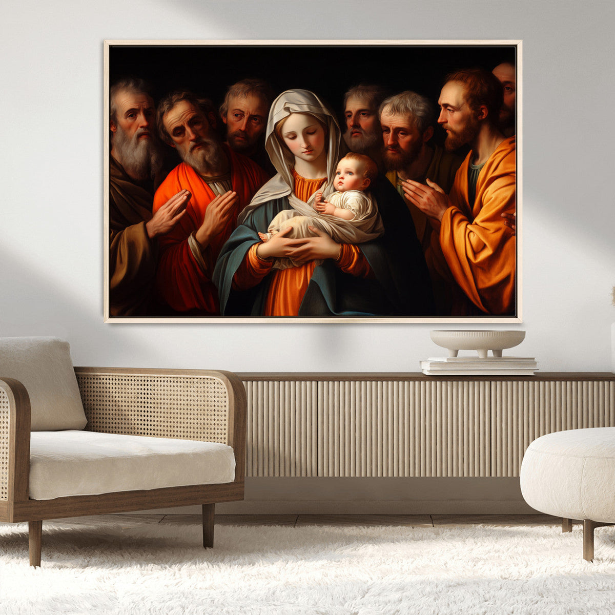 Religious Canvas Wall Art Print - Madonna and Child with