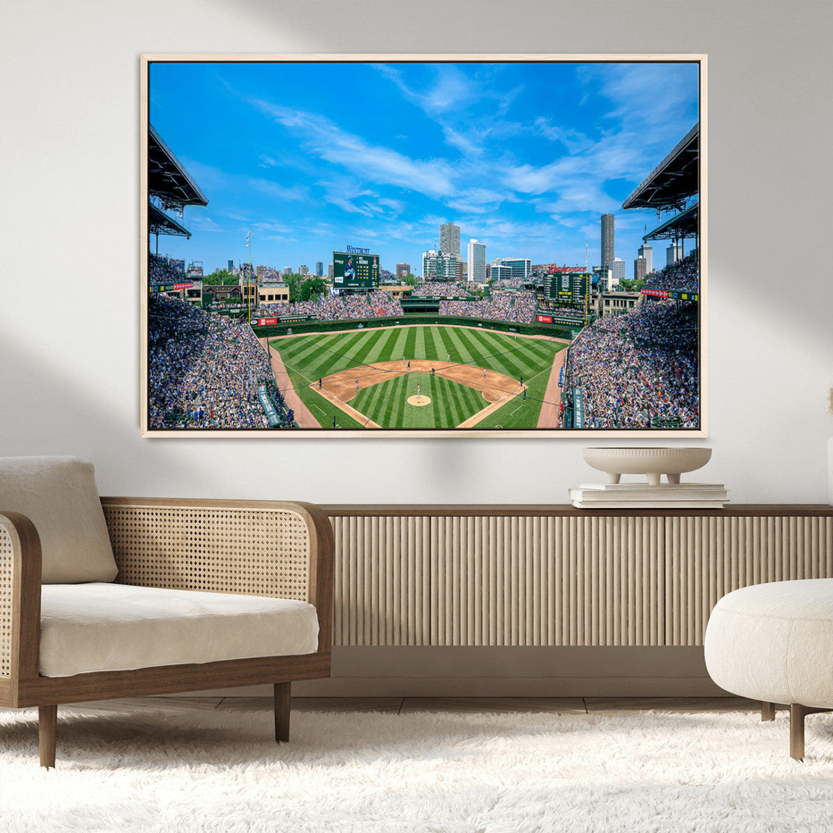 Wrigley Field Chicago Cubs Panoramic Art Multi-Piece Canvas