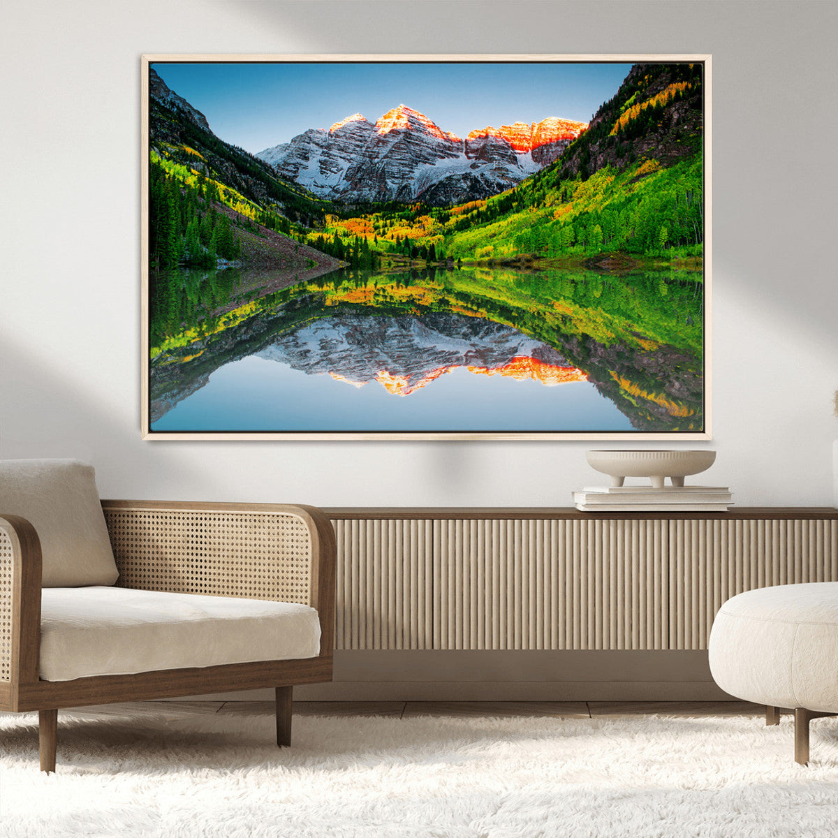 Maroon Bells Lake Wall Art Canvas Print – Framed Majestic