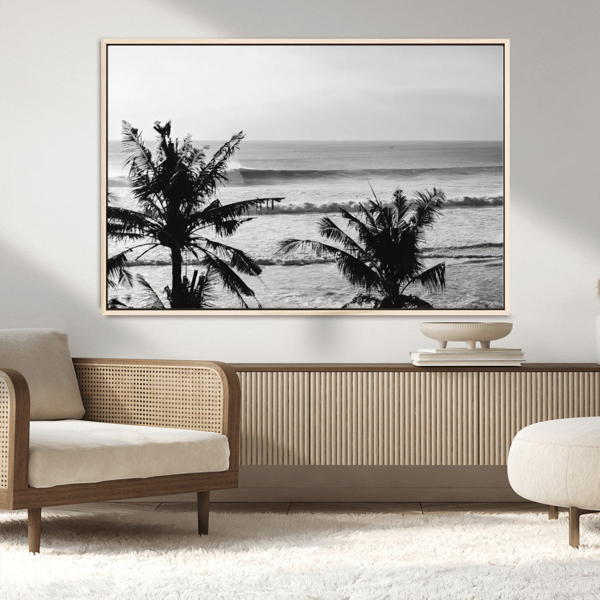 Tropical Coastline Wall Art Canvas Print – Framed Palm Trees