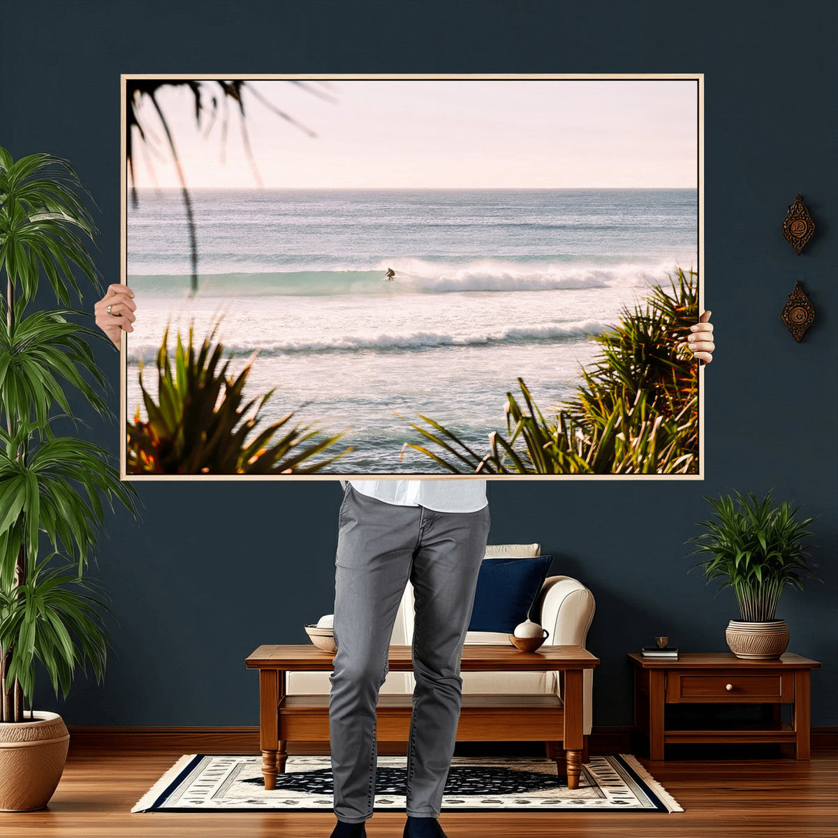 Ocean Surfer Wall Art Canvas Print – Framed Coastal Surf Art
