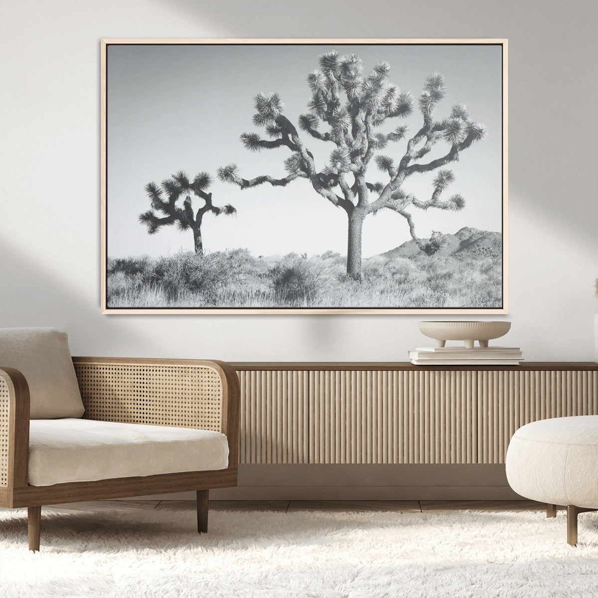 Joshua Tree Wall Art Canvas Print – Framed Black White