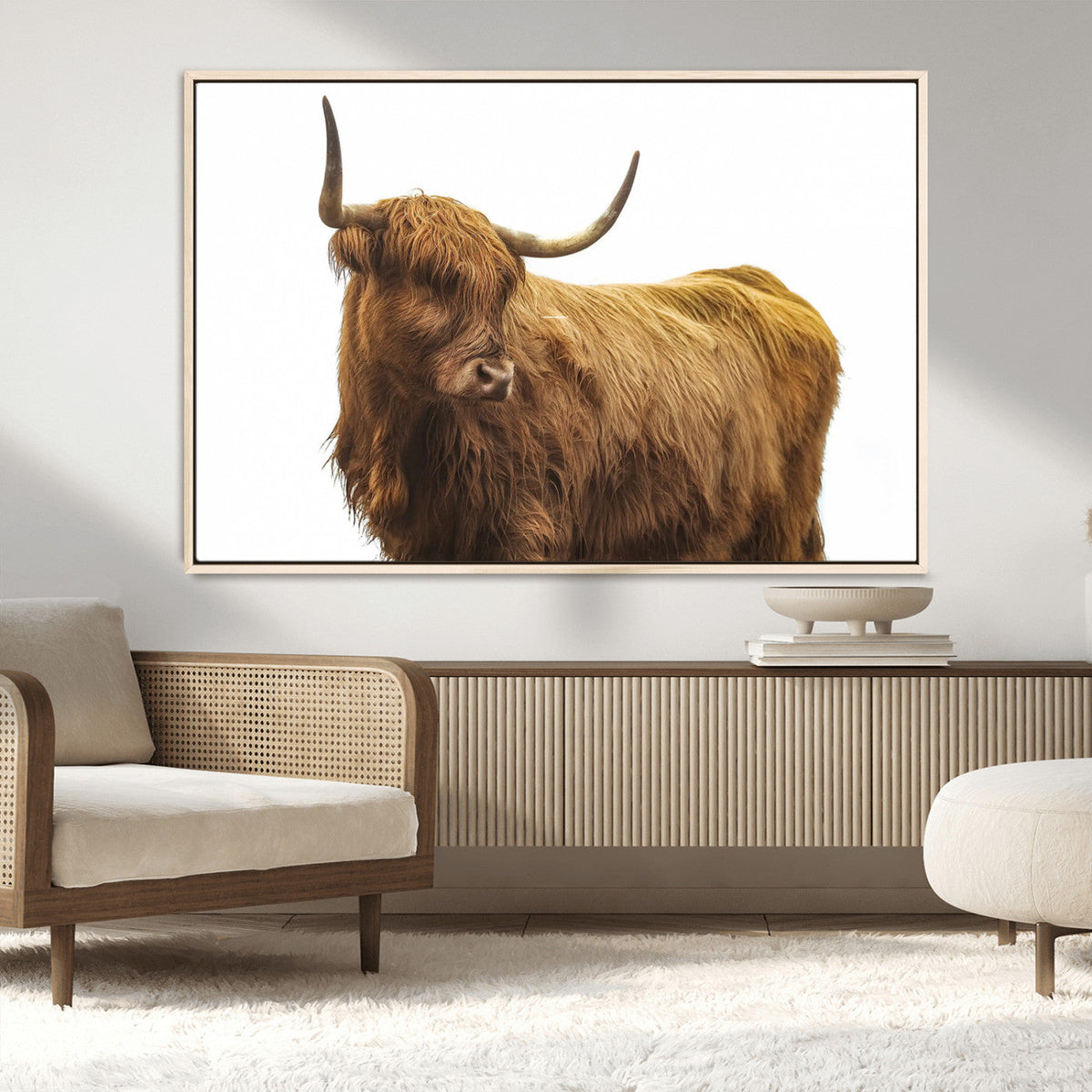 Highland Cow Wall Art Canvas Print – Framed Farmhouse Rustic