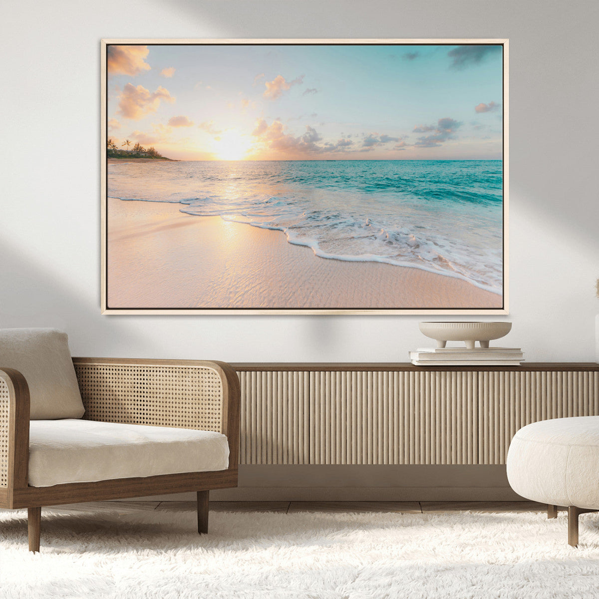 Beach Sunset Wall Art Canvas Print – Framed Ocean Waves