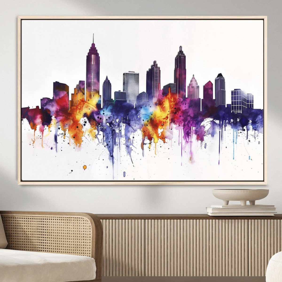 Atlanta Skyline Wall Art Canvas Print – Framed Colorful