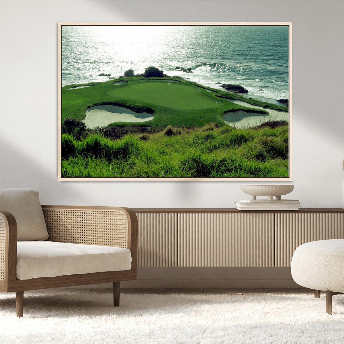 Coastal Golf Course Wall Art Canvas Print – Scenic Green