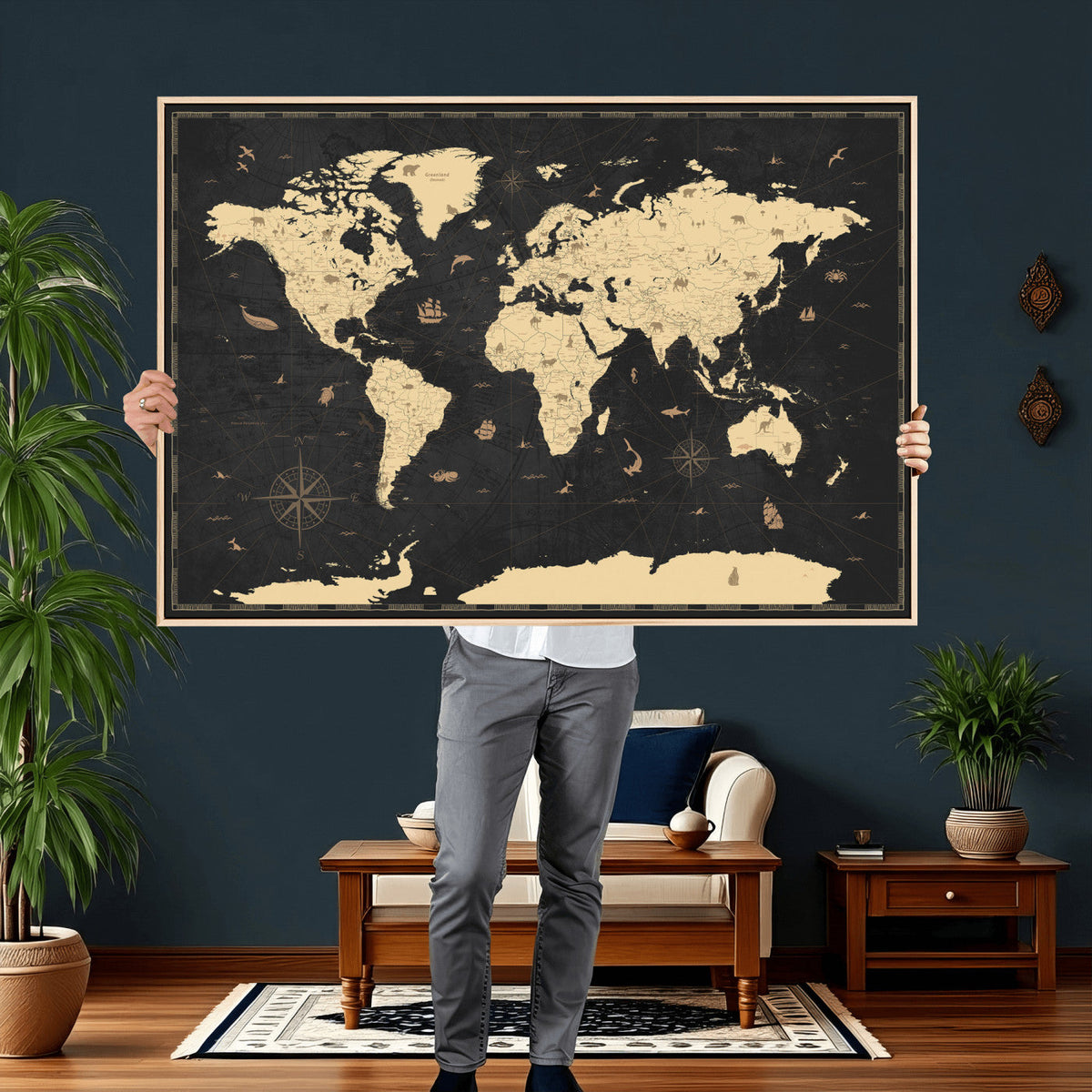 World Map Canvas Print – Detailed Map of the World Wall Art