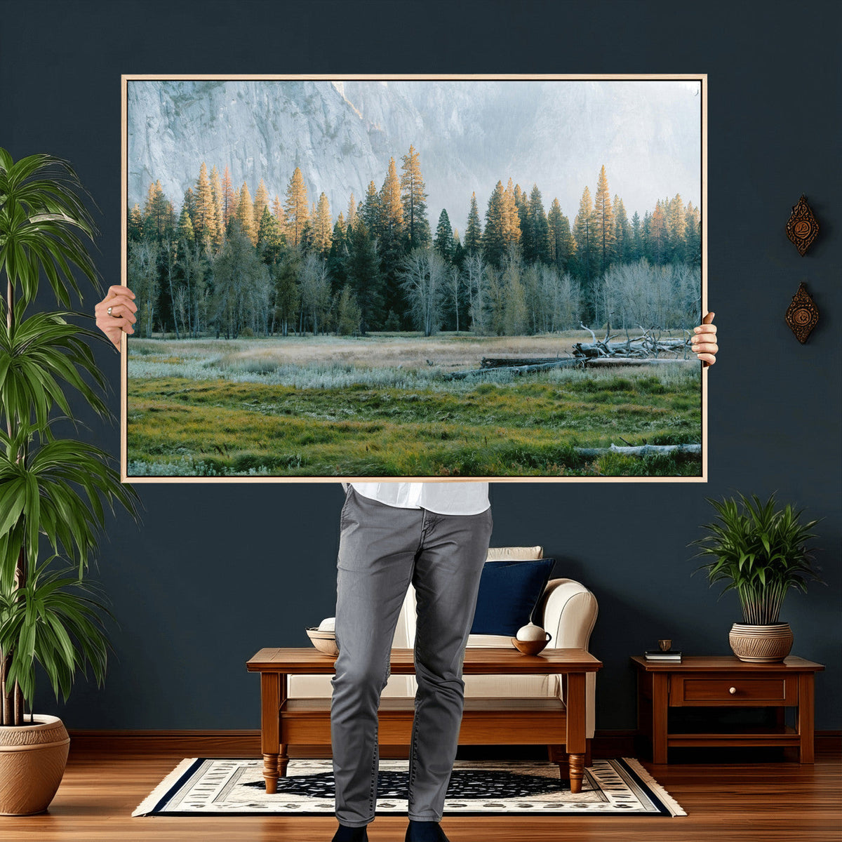 Forest Meadow Wall Art Canvas Print, Pine Tree Landscape