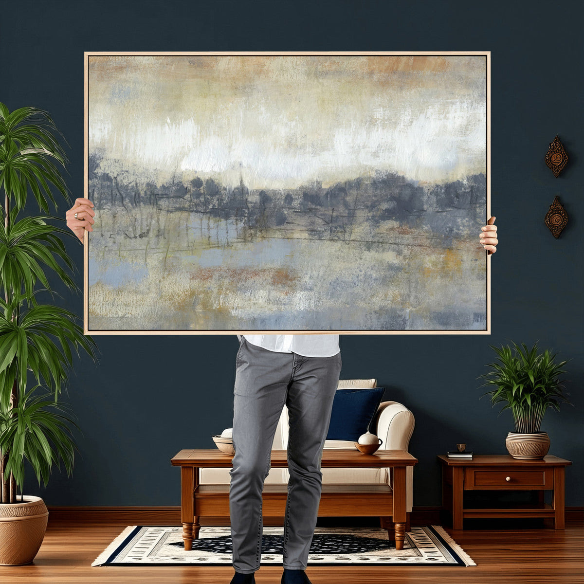 Abstract Neutral Landscape Painting Wall Art