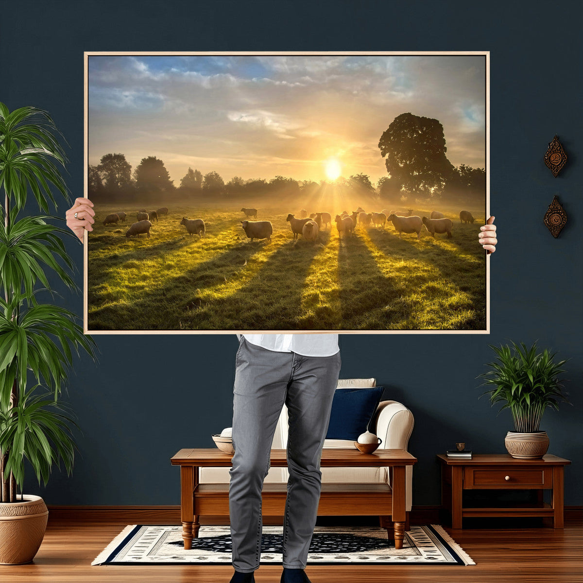 Sheep Wall Art Canvas Print – Rural Farm Animal Artwork