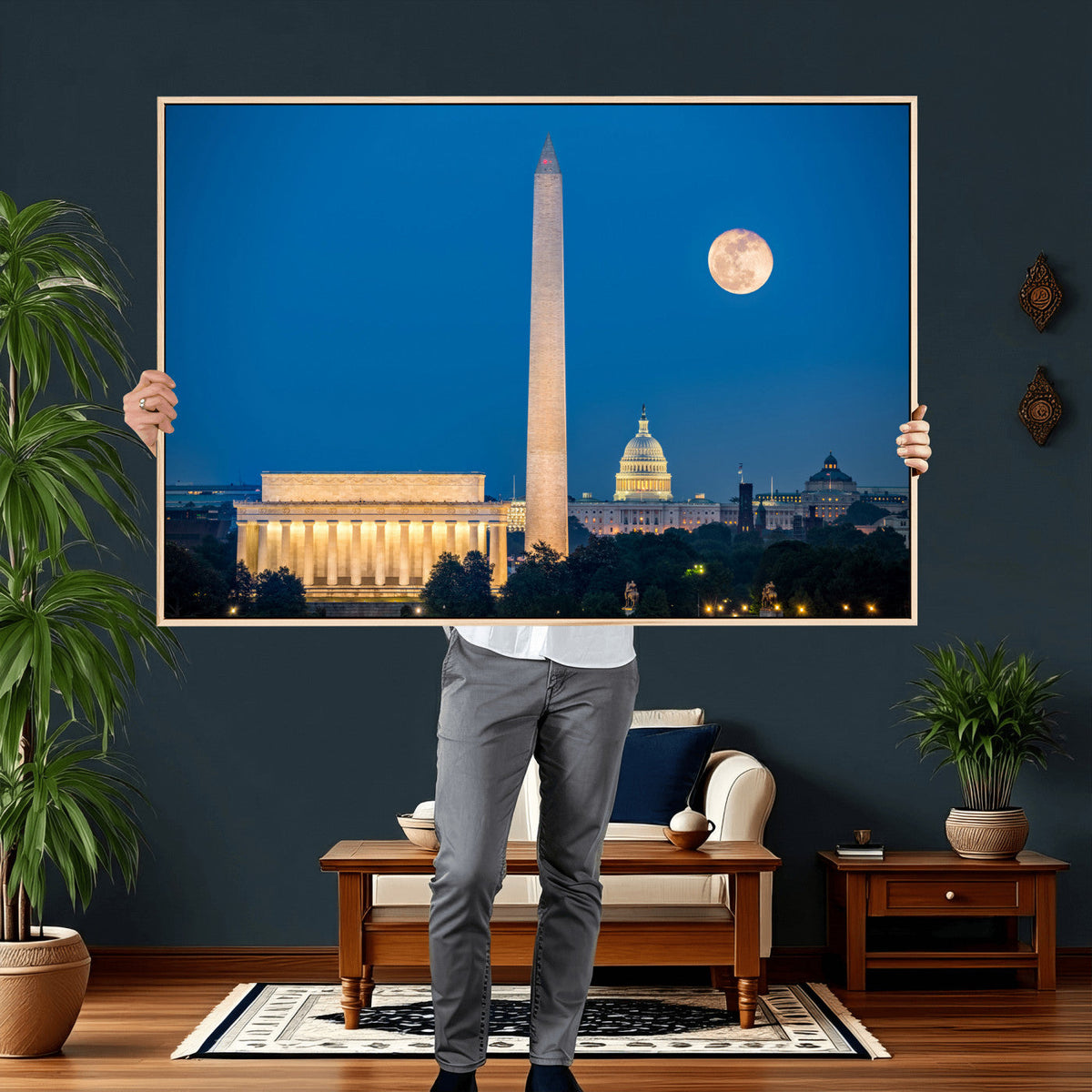 Washington DC Skyline Wall Art Canvas Print – Lincoln