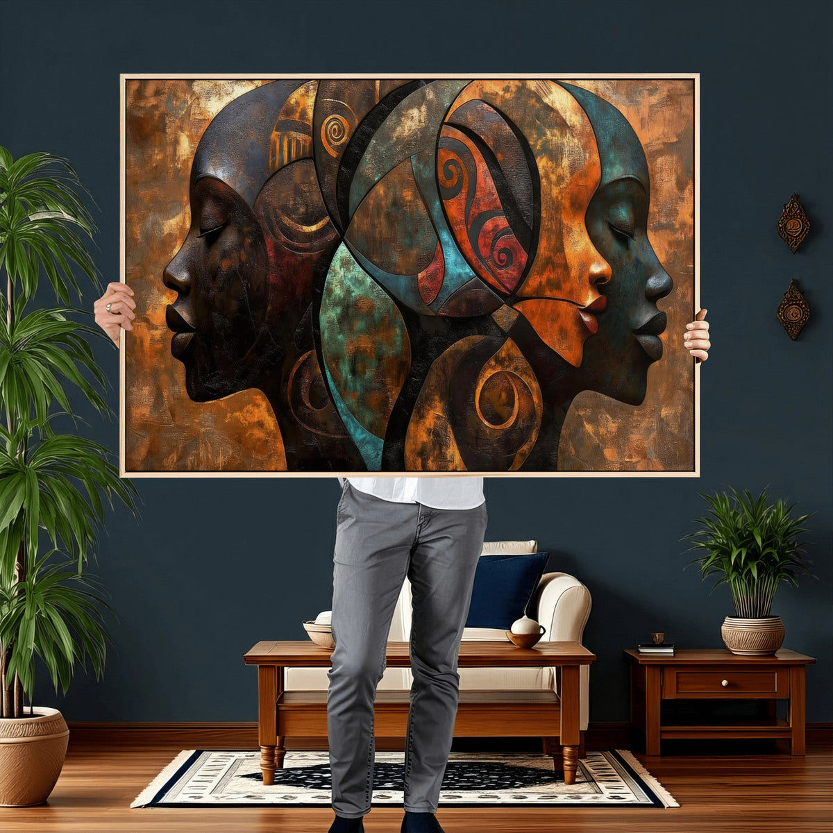 Abstract Afro American Women Wall Art Canvas Print