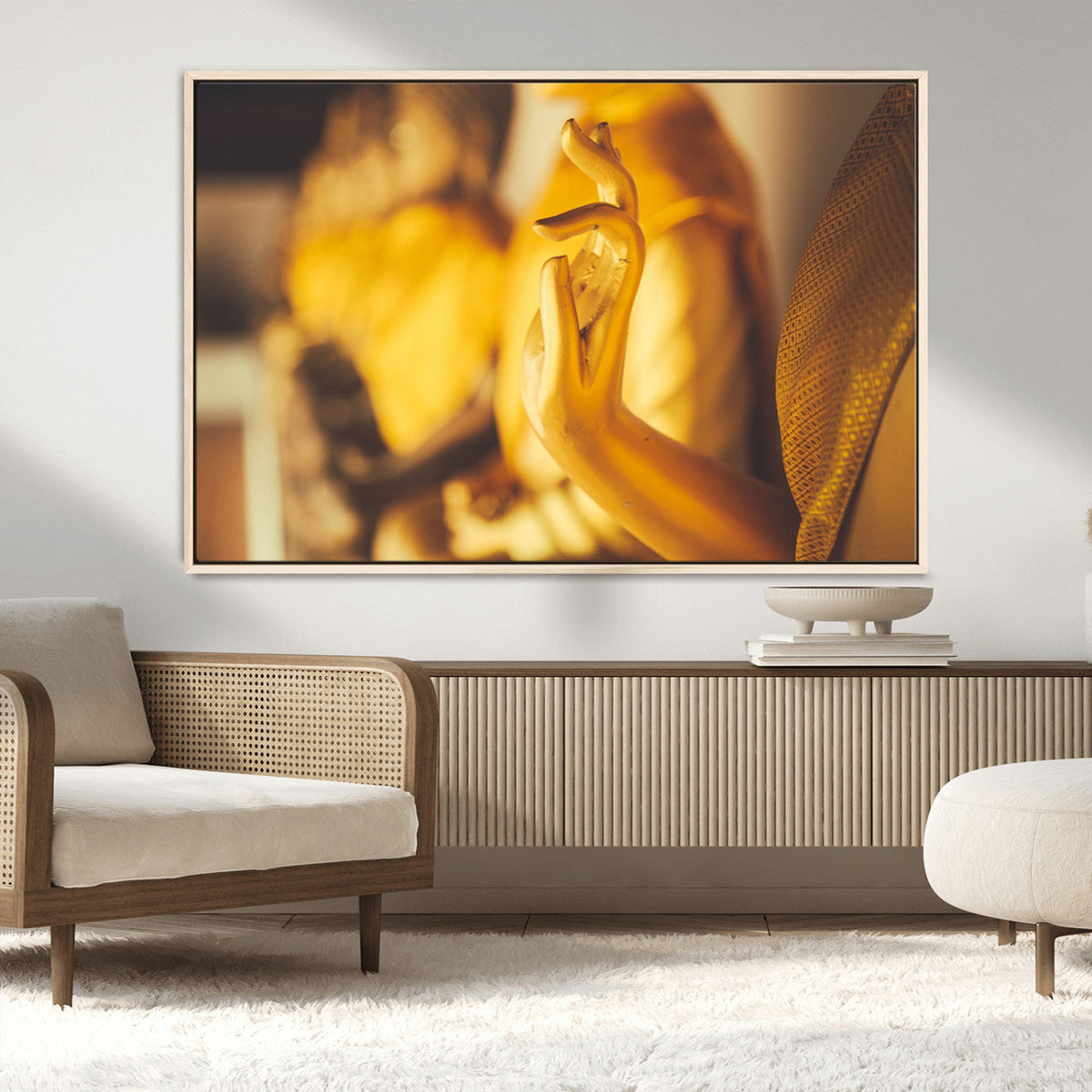 Gold Buddha Statue Hands Wall Art Canvas Print