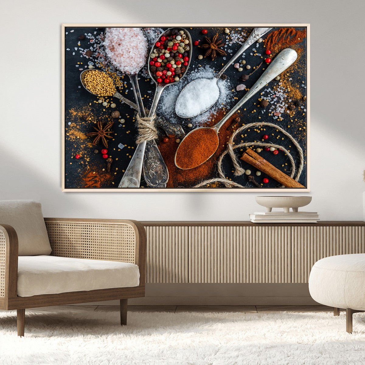 Spices and Seasonings Canvas Wall Art – Colorful Triptych