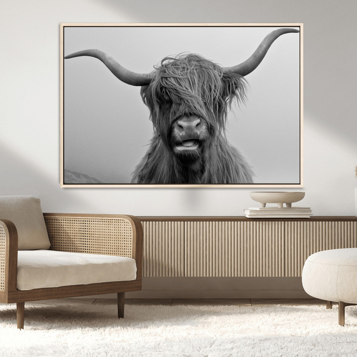 Texas Cow Wall Art Canvas, Texas Longhorn Cattle Canvas