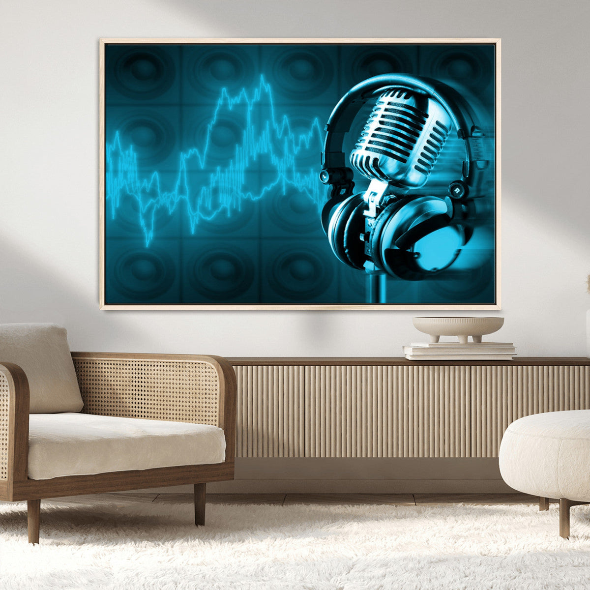 Music and Microphone Wall Art Canvas Print
