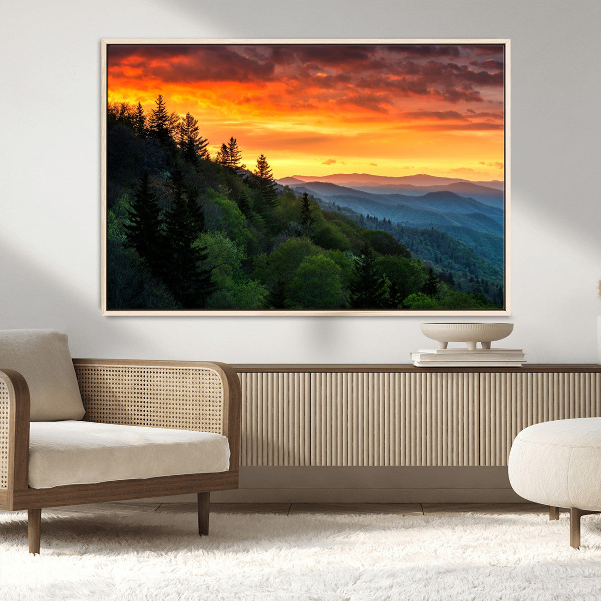 Forest Landscape Wall Art Sunset Canvas, Forest Sunset