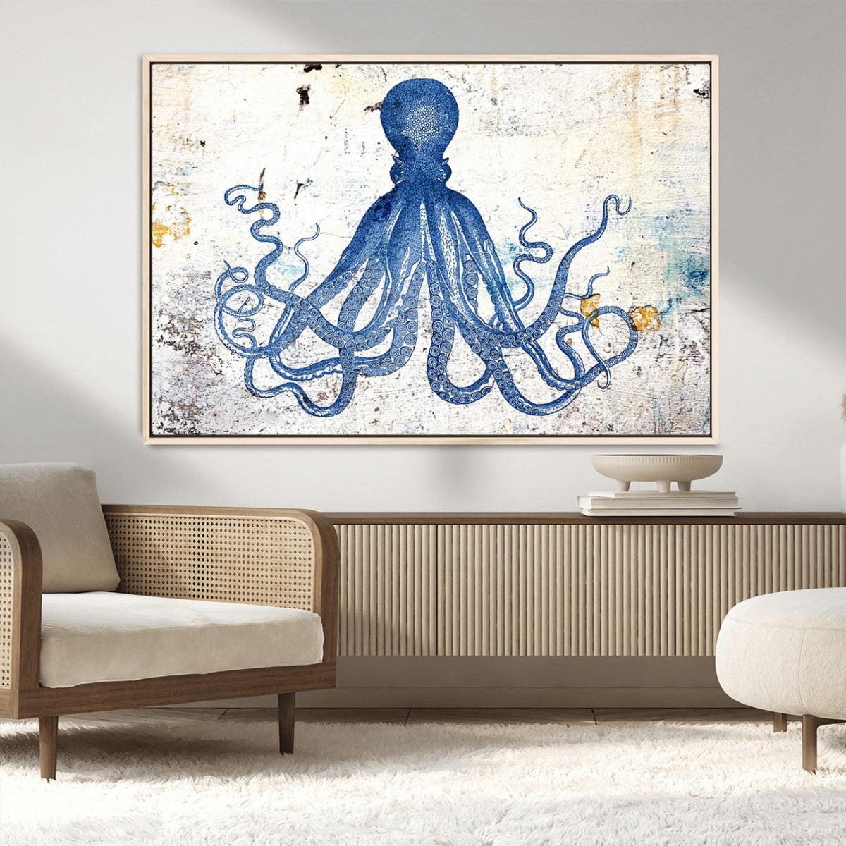 Octopus Canvas Wall Art | Coastal Marine Life Artwork for